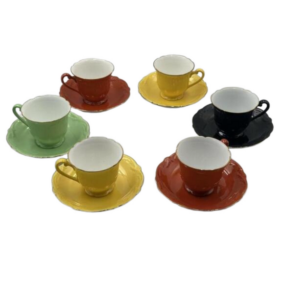 Noritake Other - Vintage Noritake Harlequin Demitasse Cups and Saucers Handpainted Circa 1925 12p